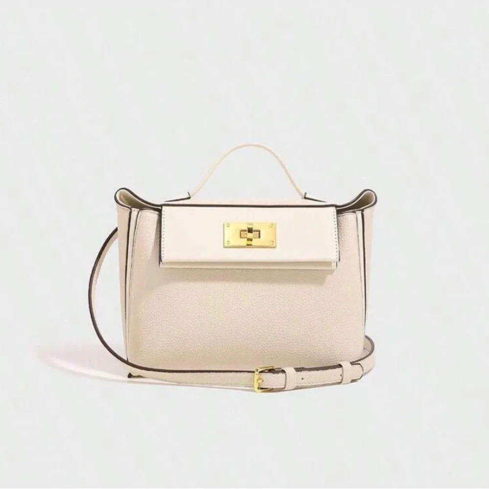 White PU/Faux Leather 24/24 Mini Style Handbag Crossbody Shoulder Bag Handheld - Picture 2 of 5